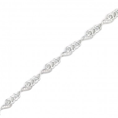 92.5 Sterling Silver Bracelet with White Stone Collection For Women's 